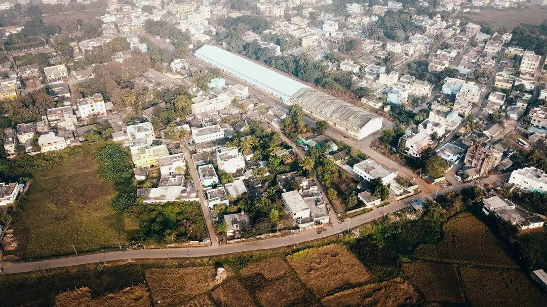 Aerial view of a large warehouse in Keonjhar, Odisha (representative image)